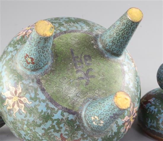 A Chinese cloisonne enamel ding censer and cover, late 19th / early 20th century, height 26cm